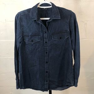 Club Monaco Womens Button Up Shirt Size S Dk Blue Long Sleeve #i29